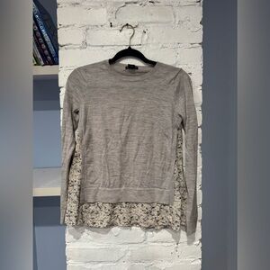 CLUB MONACO 81318 GRAY SWEATER W/SILK PRINTED‎ FAUX SHIRT